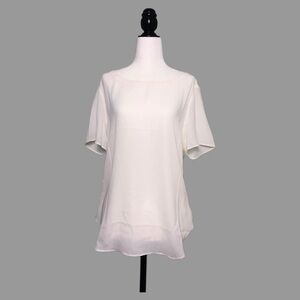 💜 MP 💜 NWT Banana Republic Flowing White High Low Blouse​